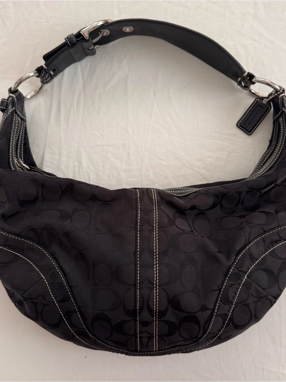 Black Coach Signature Hobo Shoulder Bag